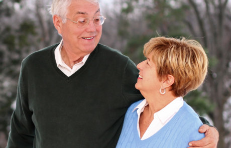 Photo of an older couple still in love from a couples photo session in the winter